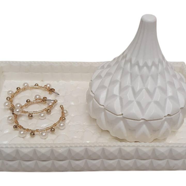 Handmade Gypsum & Concrete Tray with Trinket Box for wholesale by Eco Candle Lights