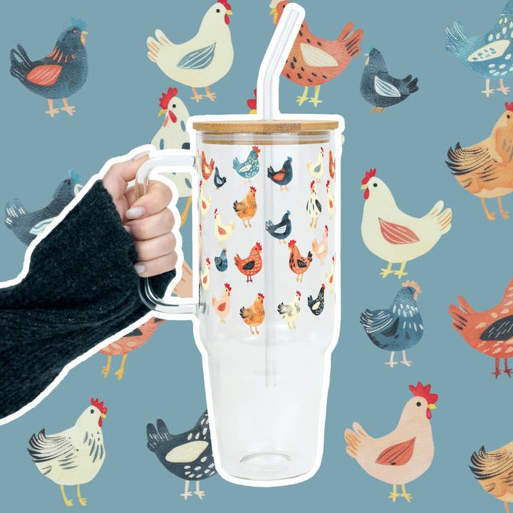 Sip-Sip Hooray! - Wholesale Insulated mug/tumbler - Chicken Lover 40oz Tumbler With Handle Lid and Straw1