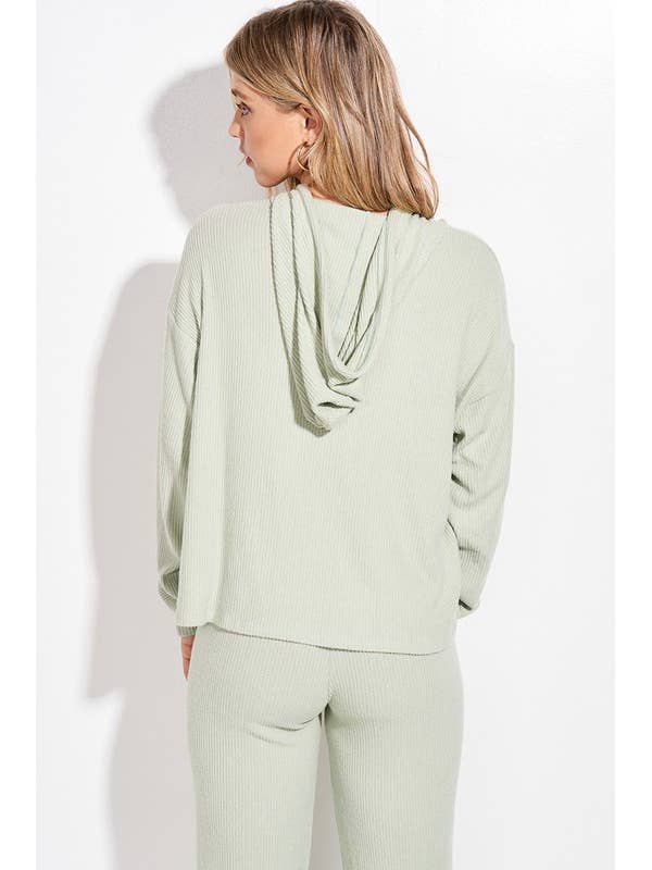 Heart glitter print rib Hoodie loungewear set for wholesale by MintChoco