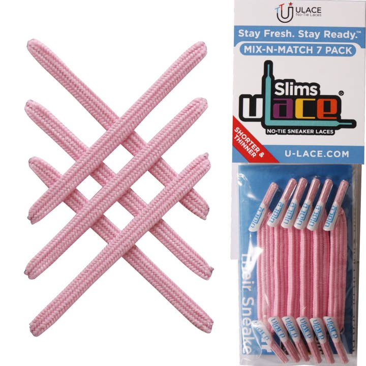 U-Lace Slims - Lacets sans cravate - 7 dentelles - Cotton Candy pour la vente par U-Lace No-Tie Sneaker Laces