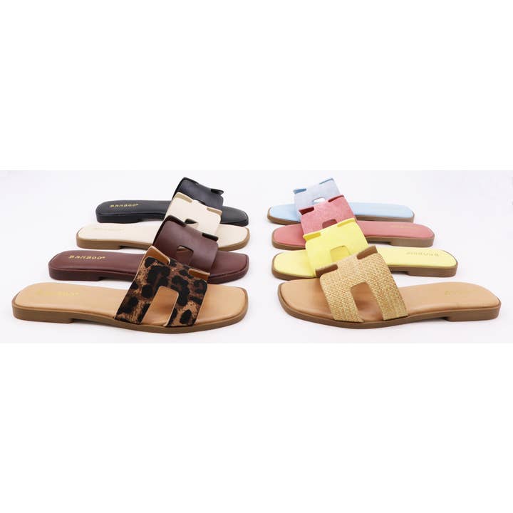 Mars Sky Shoes Wholesale - Wholesale Slides - Women's - Bamboo CONCEPT-27 Women H-cutout Strap Slipon Flat Sandals