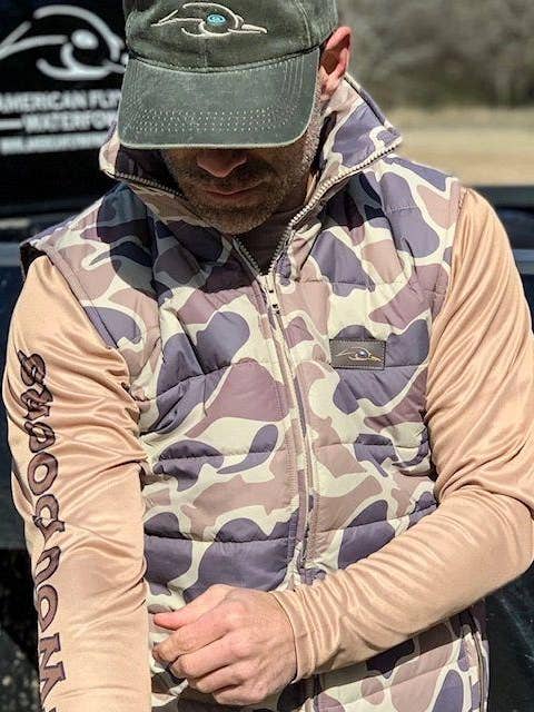 American Flyway Waterfowl - Wholesale Outerwear Vest - Men's - AF Waterfowl Old School Camo Puffer Vest1