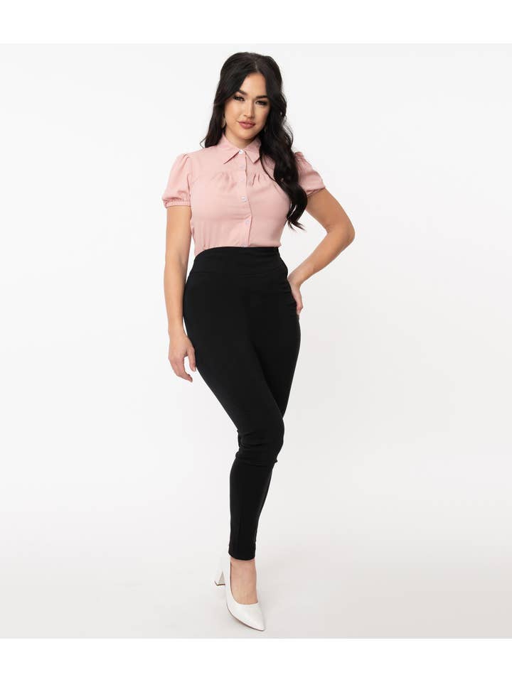 Unique Vintage - Wholesale Pants - Women's - UV 1950s Black High Waist Rizzo Cigarette Pants