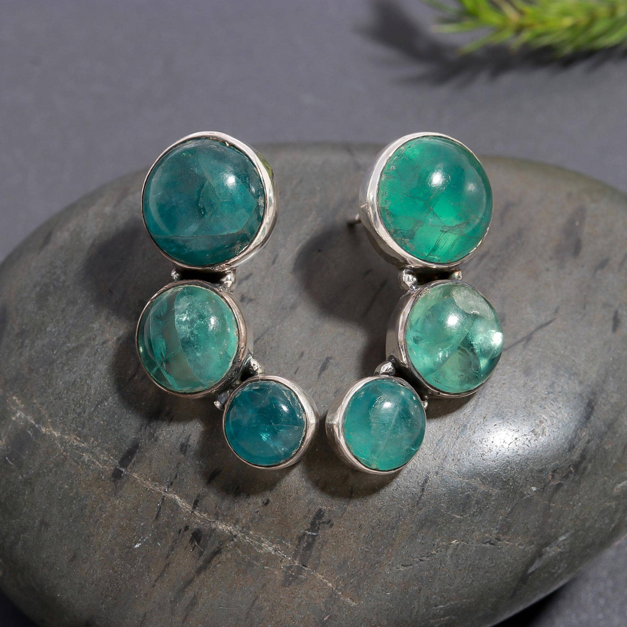 AG 925 JEWELLERY - Wholesale Stud/Post Earrings - 925 Silver Fluorite Cluster Stud Earrings2