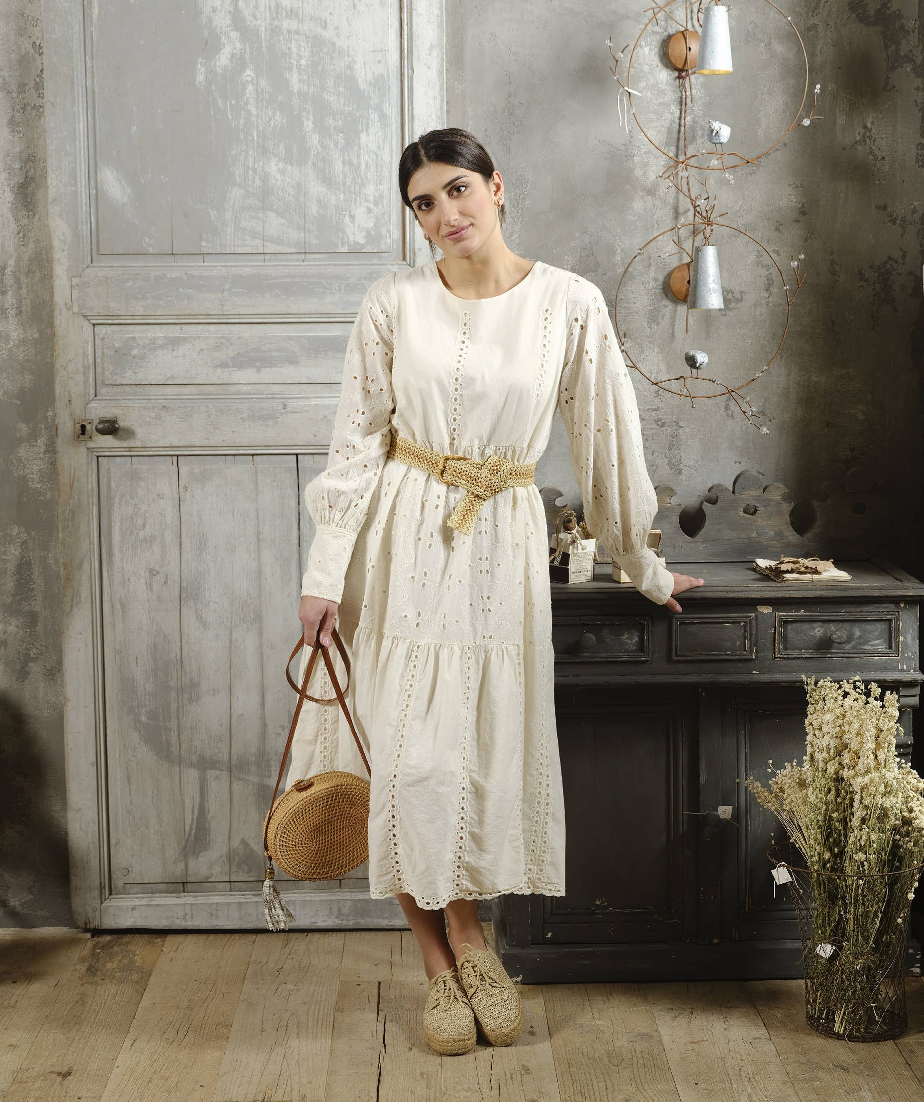 OPIFICIO DEI SOGNI by David Home srl - Wholesale Dress - Women's - ST TROPEZ - Broderie anglaise midi dress3