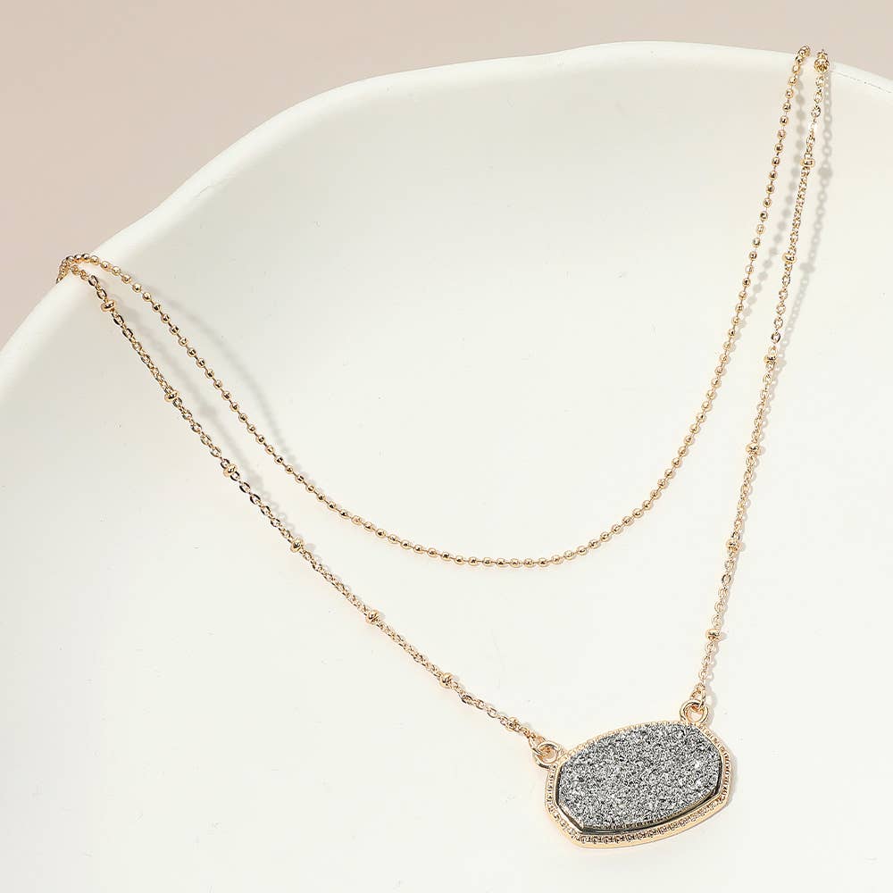 Sensibling Corp. – Engroshandel Halskæde med vedhæng – Druzy vedhæng accent lagdelt halskæde4