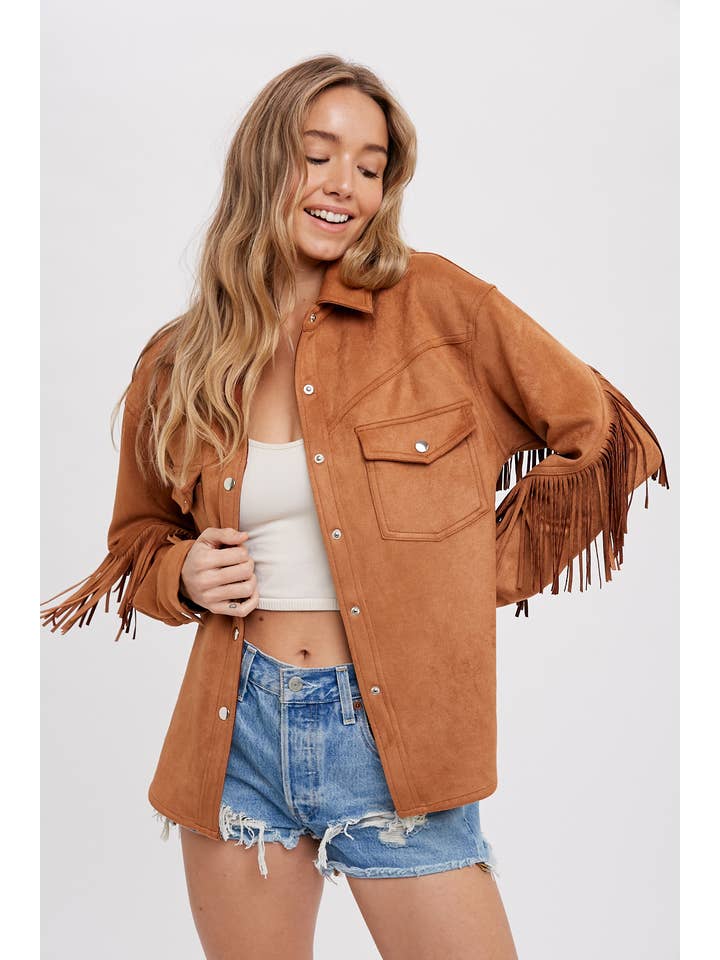 Bluivy - Wholesale Shirt Jacket/Shacket - Women's - VEGAN SUEDE FRINGED SHACKET15