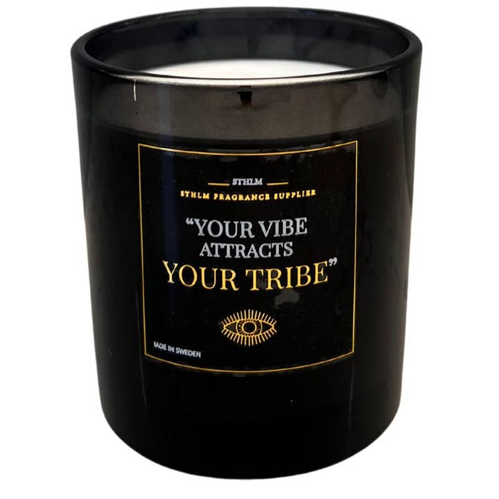 Stockholm Fragrance – wholesale Jar/filled candle – "Your Vibe Attracts Your Tribe" | Vanilla & Peony1