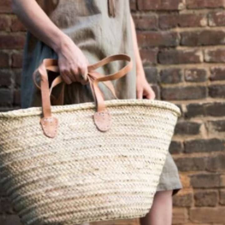 ProHandmadeDesign - Wholesale Beach Bag - Handmade Straw Bag: Leather Strap, French basket Market