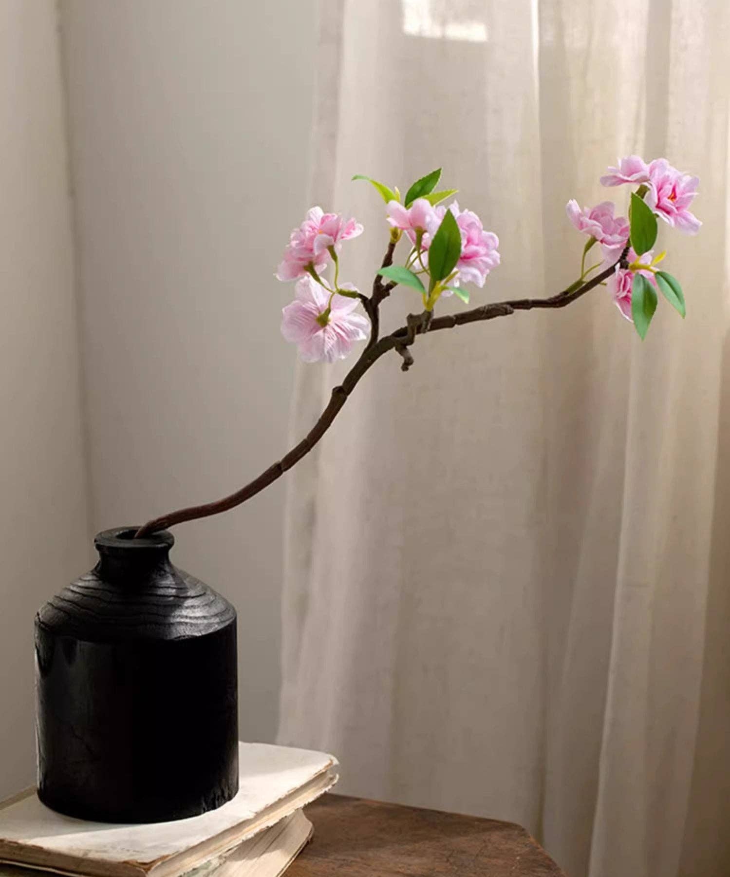 Rustic Reach - Wholesale Artificial Flowers - Small Peach Blossom Flower Stem 16.5" Tall0