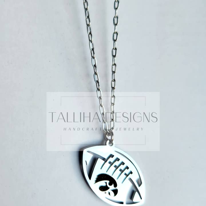 Talliha Designs - Wholesale Pendant/Charm Necklace - University of Iowa Hawkeye Stainless Steel Engraved Necklace