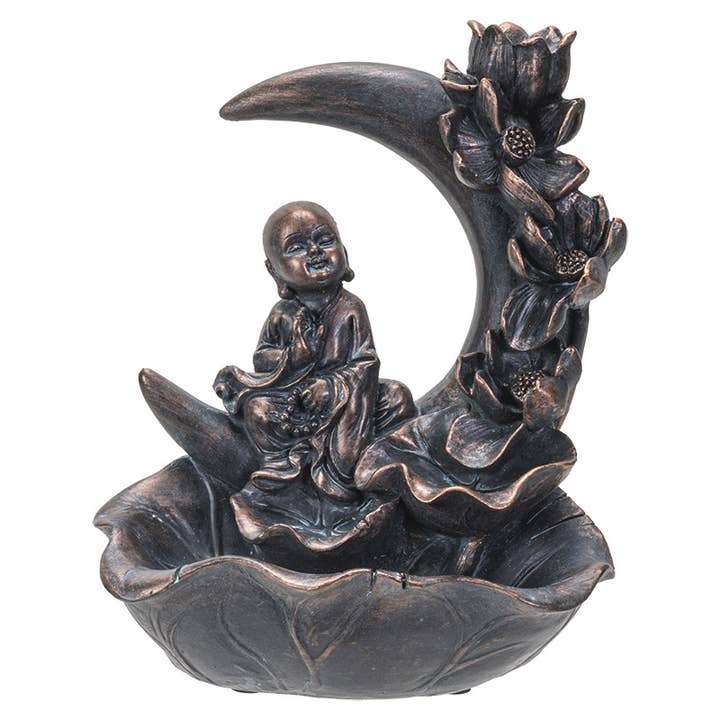 Buddha Monk Lotus Moon Backflow Incense Burner for wholesale by Pacific Trading