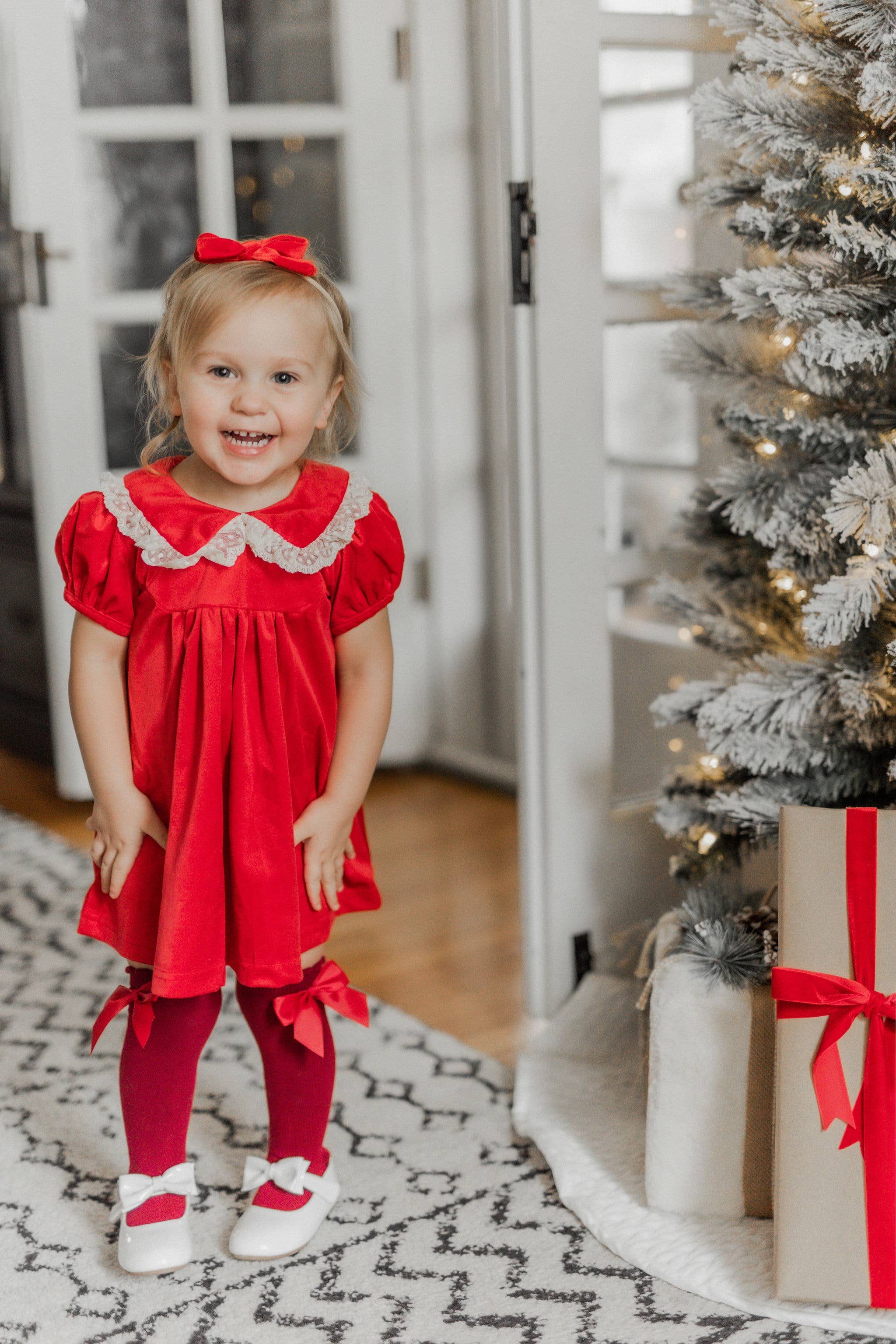 Strawberry Jam Kids - Wholesale Dress - Kids - Red Velvet Girls Christmas Dress Vintage Style Baby Toddler7
