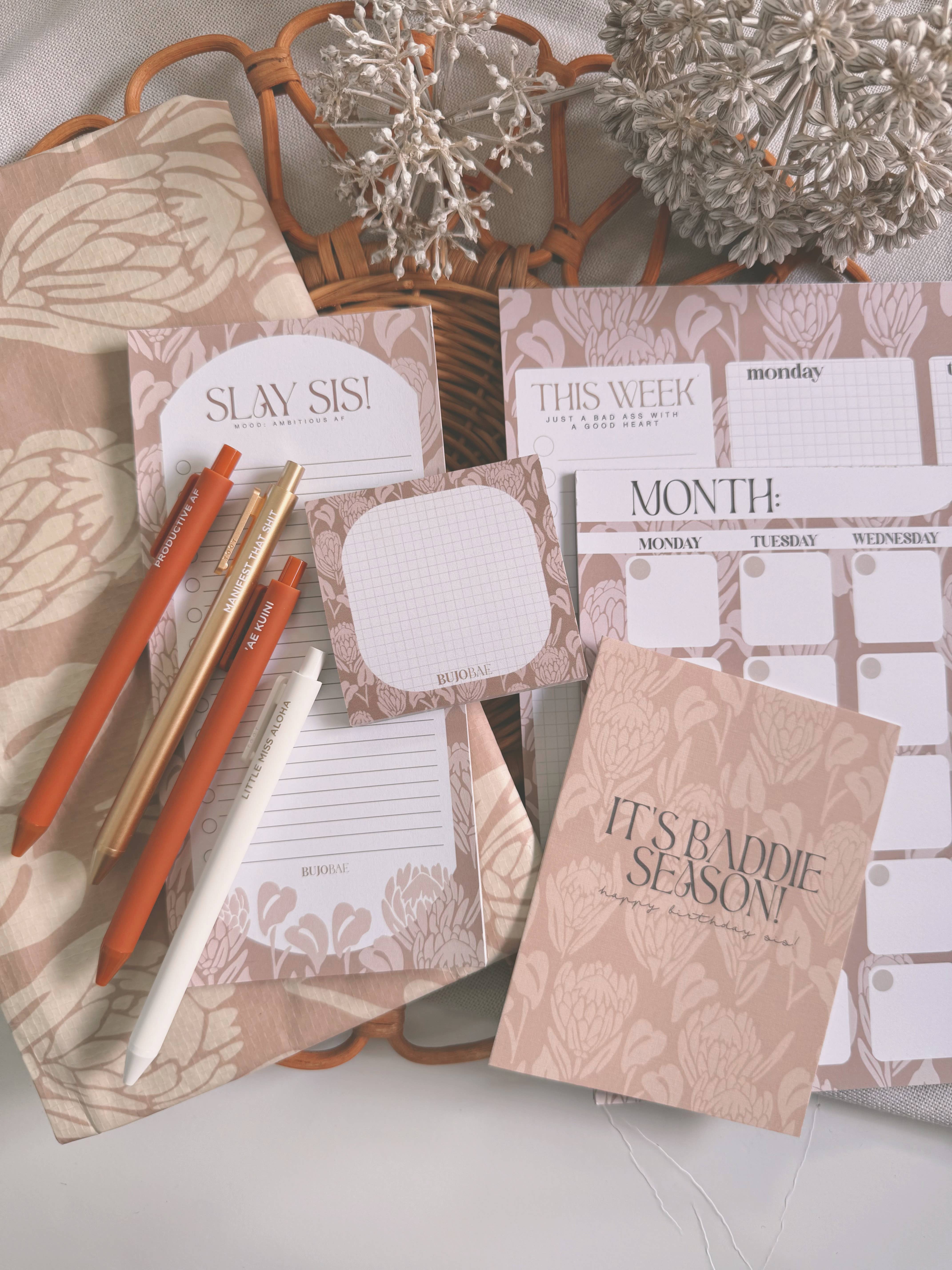 Bujo Bae - Wholesale Sticky Notes - BAE Protea in Latte | Post It Note3