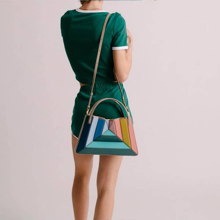 ACCITY - Wholesale Top Handle Bag - Women's - CONTRAST COLOR PATCHWORK DRAWSTRING HANDBAG_CWAB1928