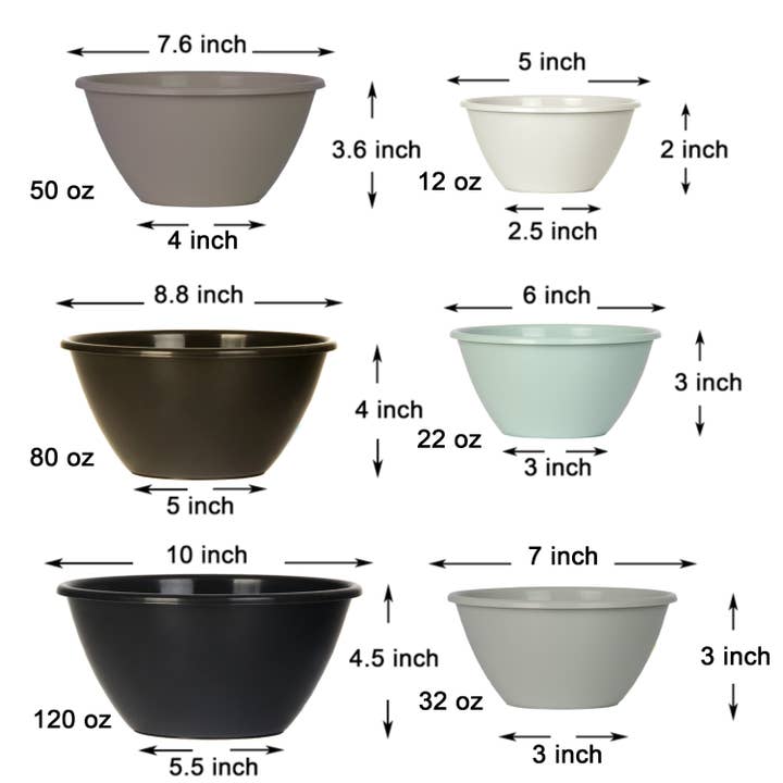 Youngever - Wholesale Mixing Bowl - Youngever 6 Pack Large Plastic Mixing and Serving Bowls
