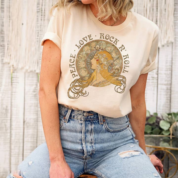 Peace Love Rock N' Roll T-shirt - Musikälskare T-shirt - Rock Tee för wholesale av Refinery Number One LLC