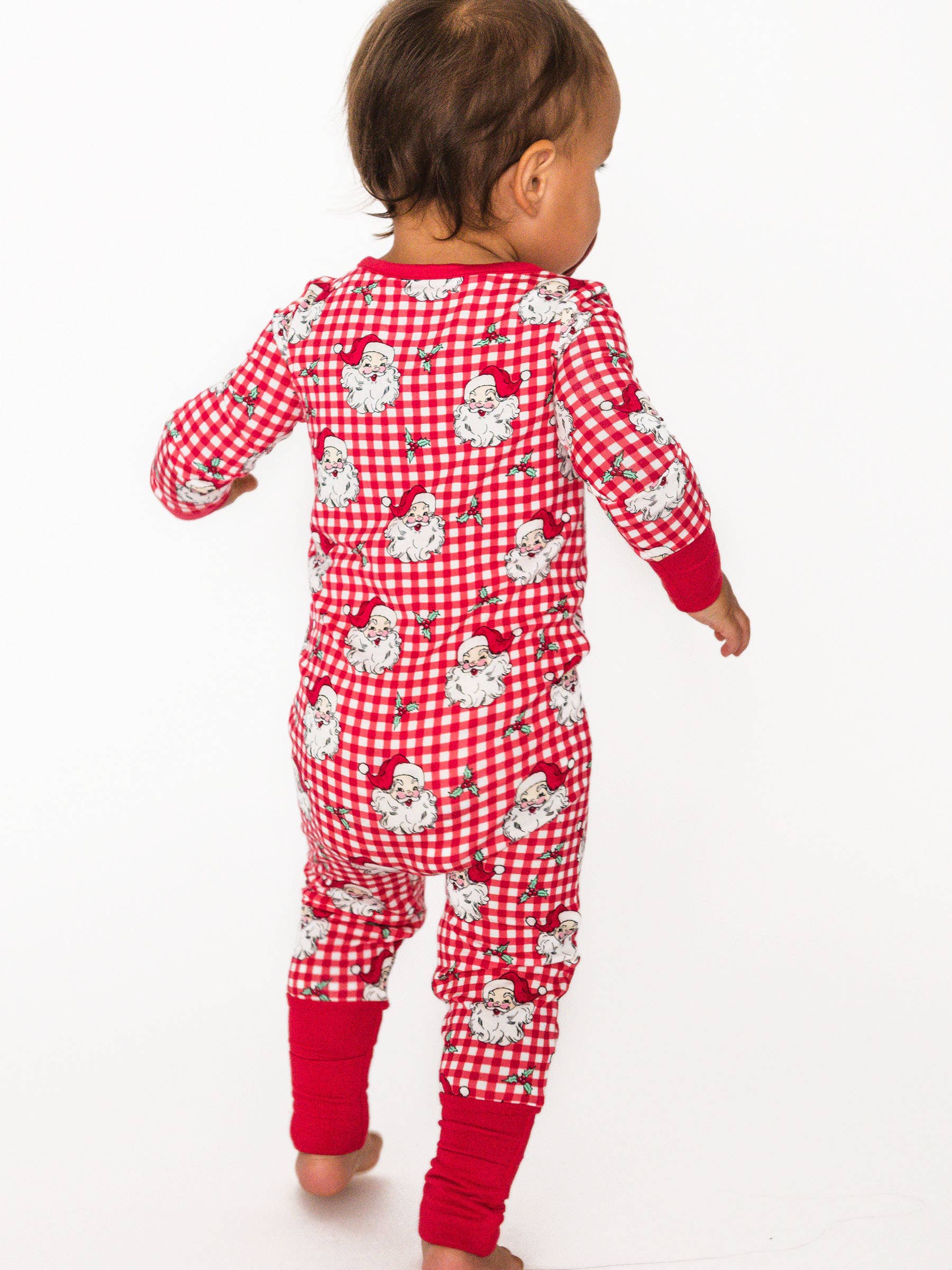SoftSnooze™ Baby Bamboo Viscose Red Dear Santa Convertible One Piece Footie Pajama for wholesale on Faire1