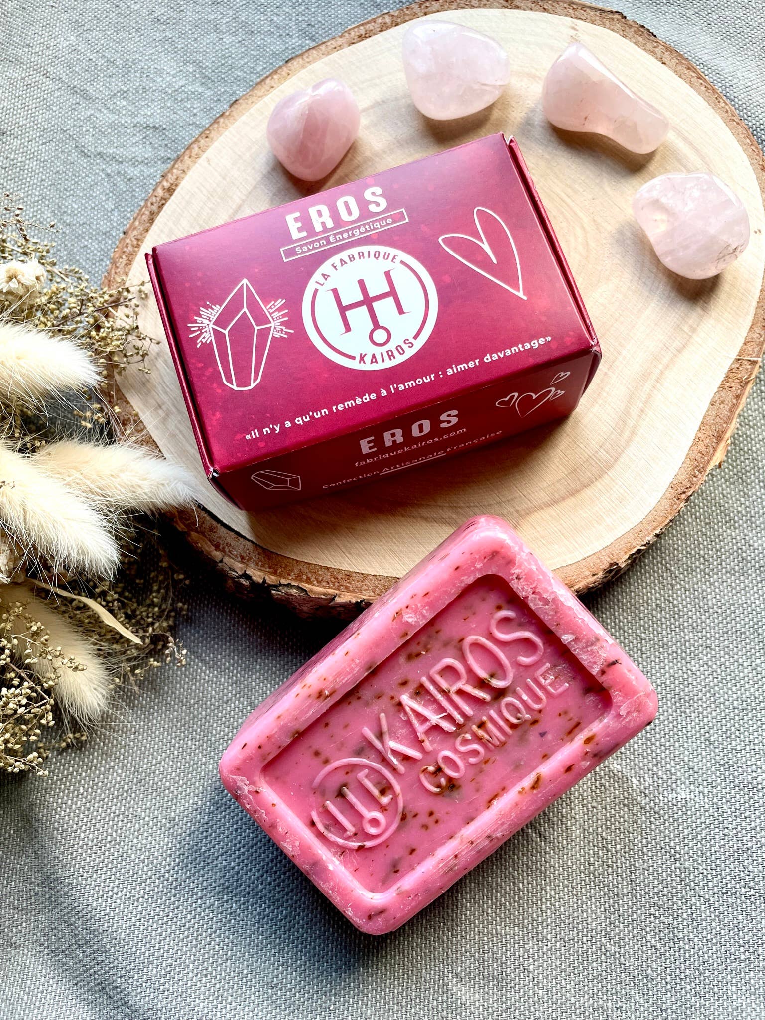 FABRIQUE DE KAIROS - Vendita all'ingrosso Saponette - Sapone energiaco alla rosa con quarzo rosa3