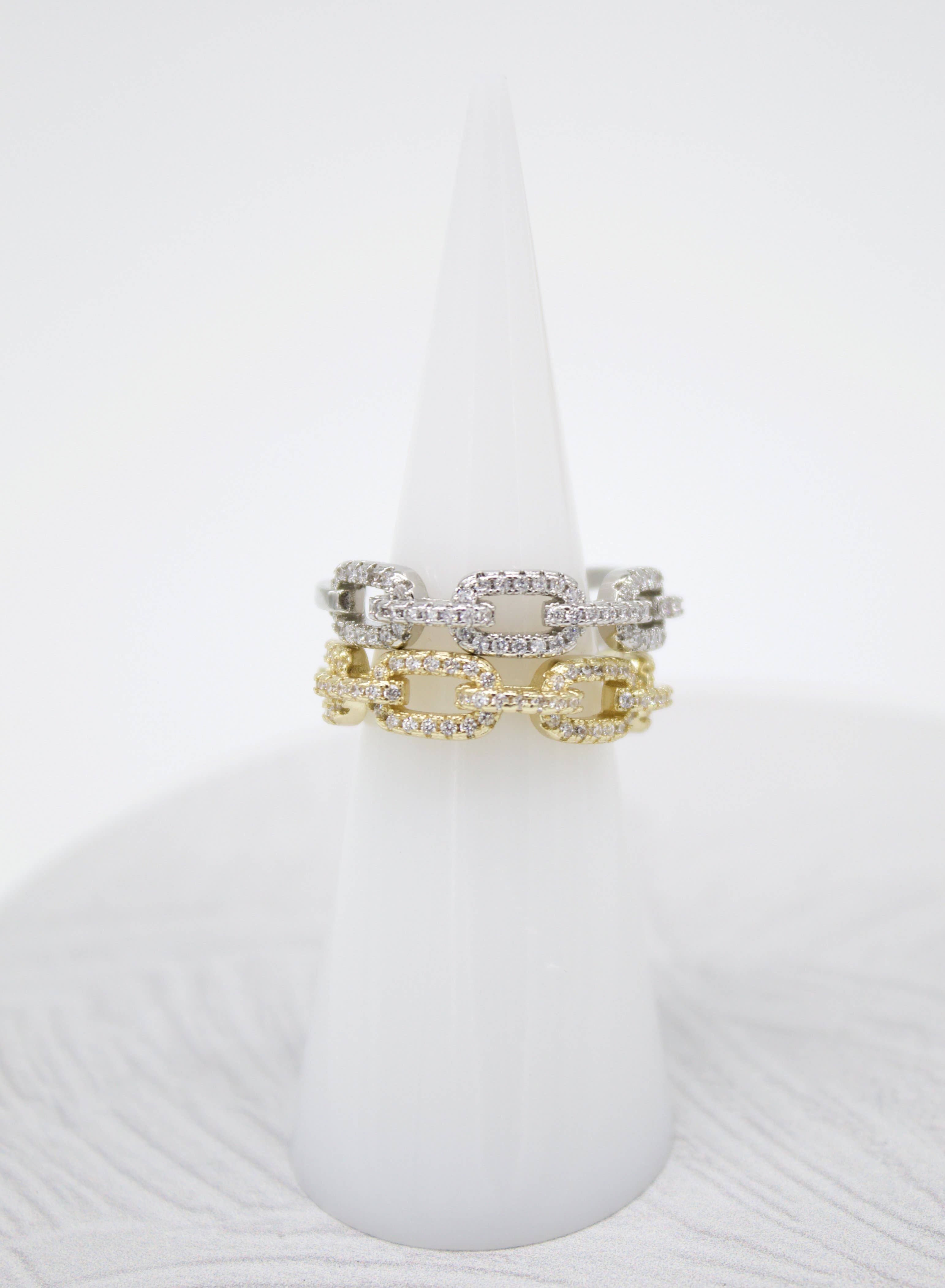 MIA Jewelry - Wholesale Multi-Stone Ring - 18k Gold Filled Paper Clip Ring With Micro CZ Stones