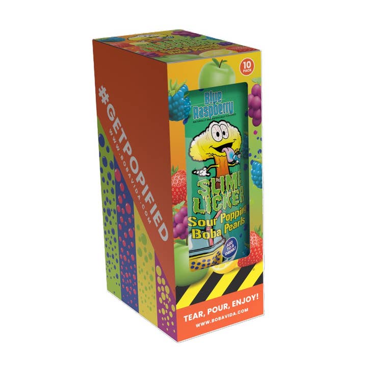 Grandpa Joe's Candy Shop - Wholesale Gummy - Popping Boba, Toxic Waste Slime Licker Blue Raspberry, 10ct