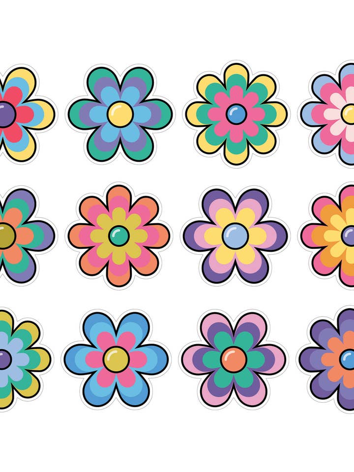 Happily Ever Elementary Retro Remix Jumbo Flowers Cutouts for wholesale by Carson Dellosa Education