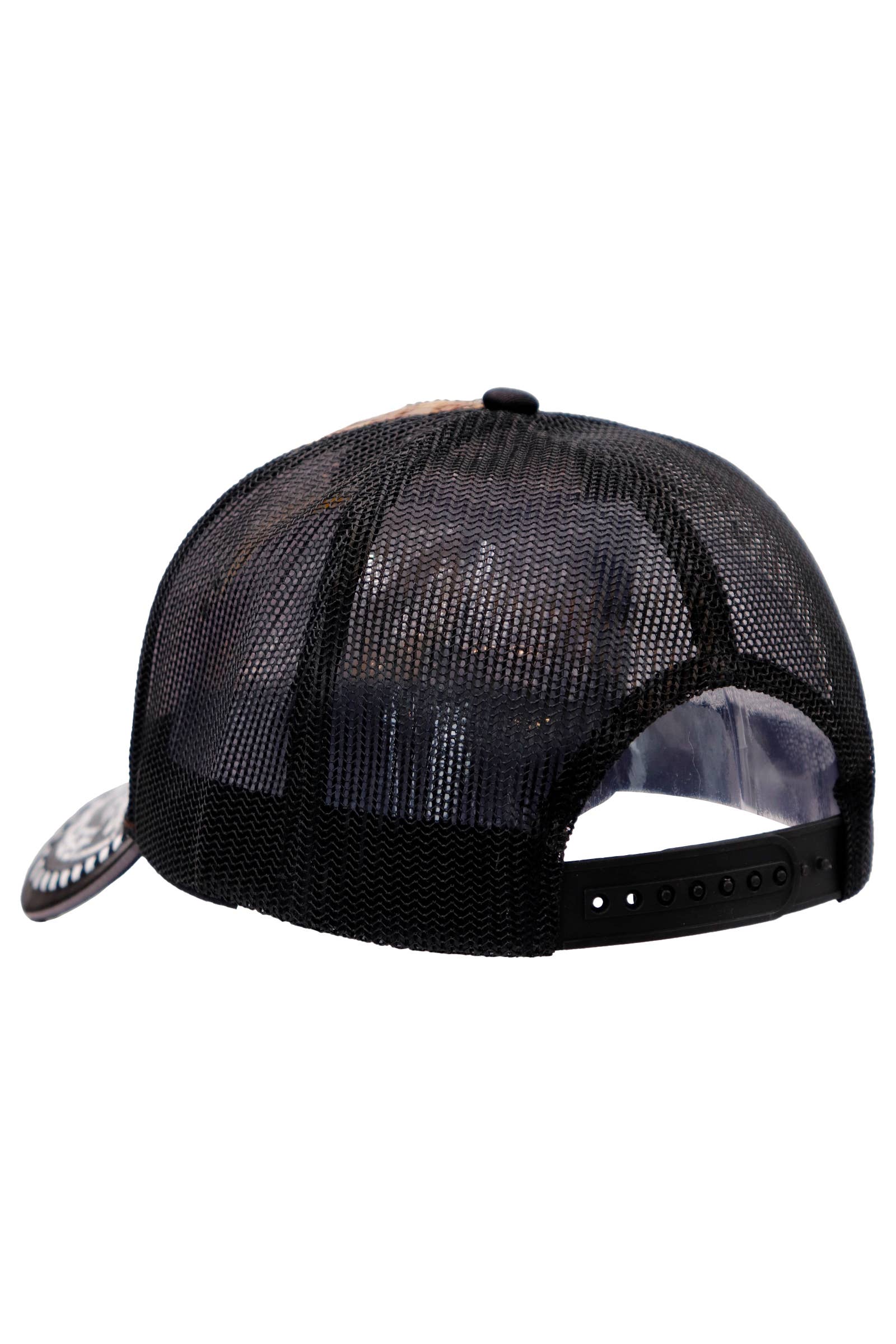 Cap Zone - Wholesale Trucker Hat - Unisex - Silver Emblem Vegan Leather Straw Mesh Charro Cap5