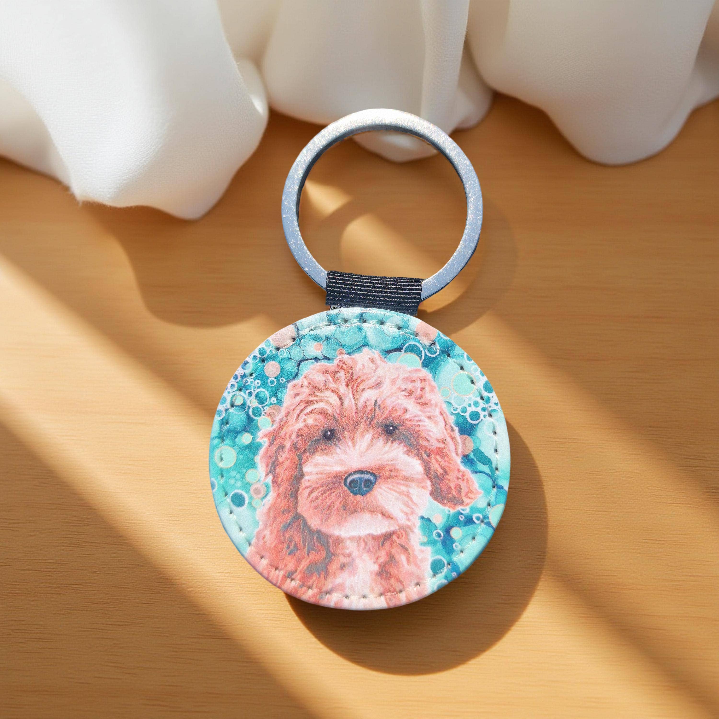 By Jo Crafts – wholesale Keychain – Unisex – 114-KR - Cockerpoo Dog Faux Leather Keyring2