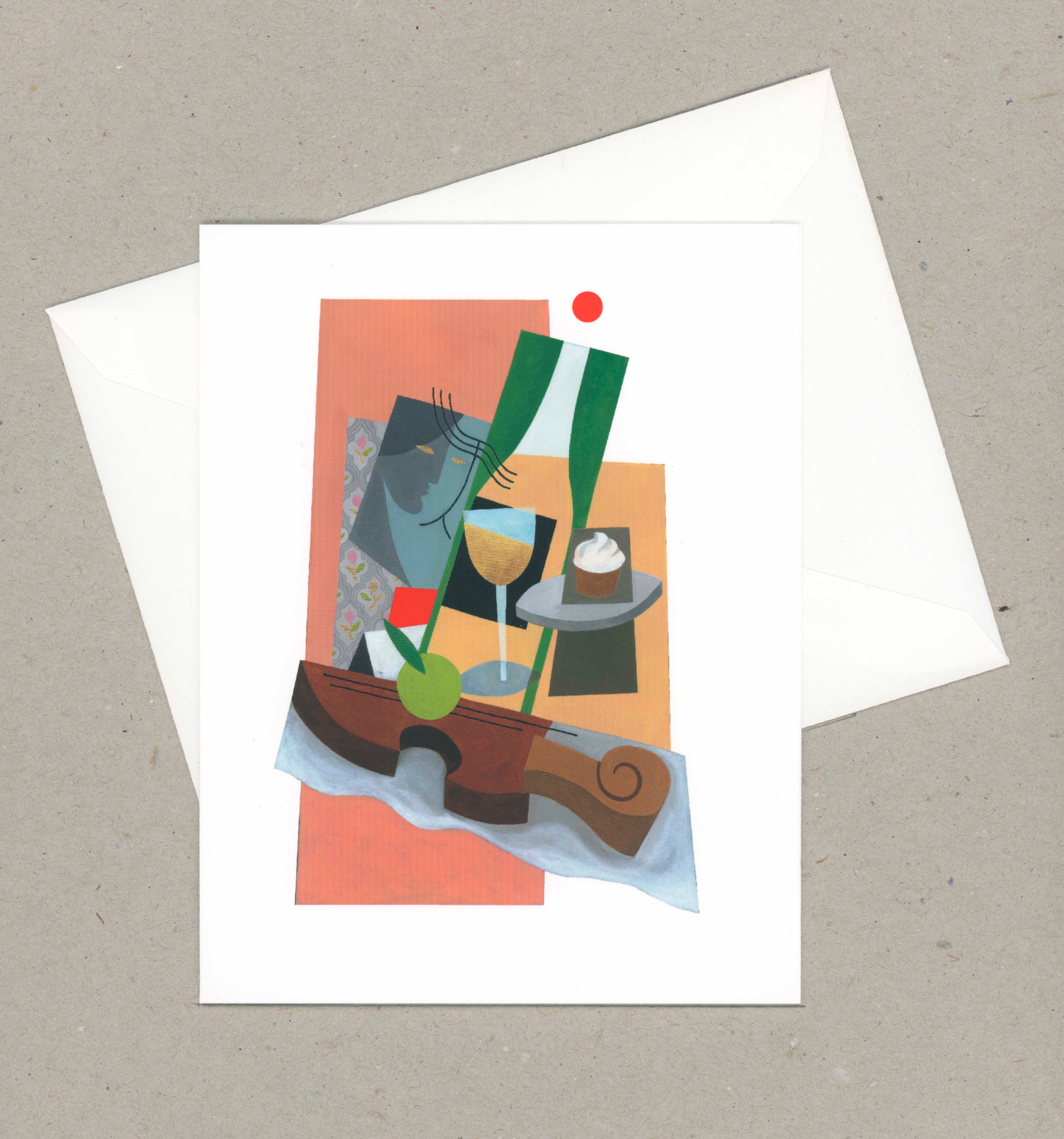 VMazzoni - Wholesale Stationery/Notecard Set - Cubist Violin for the music and wine lover.1