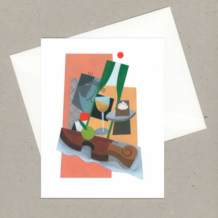 VMazzoni - Wholesale Stationery/Notecard Set - Cubist Violin for the music and wine lover.1