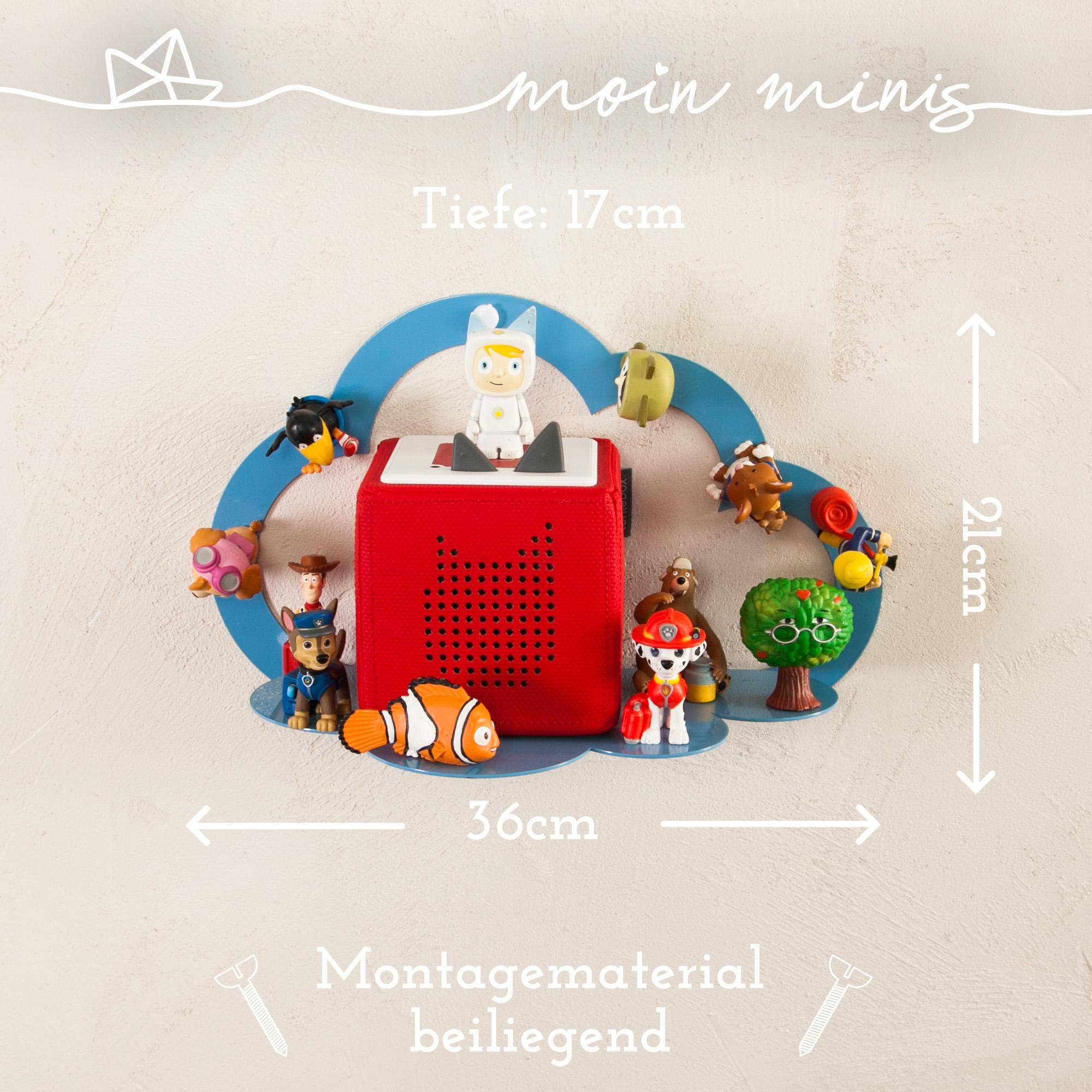 Mixcover GmbH – Großhandel Wandregale – moin minis Wolke Blau magnetisches Regal kompatibel mit 20 Tonie Figuren und Tonie Box Wolkenregal für Kinder Hörfiguren Magnetregal6