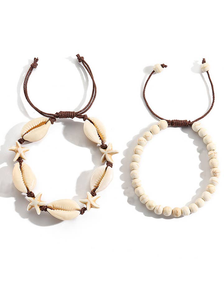 Natural Square-Cut Puka Shell Bracelet - Boho Marine Jewelry for wholesale by Islandhaze