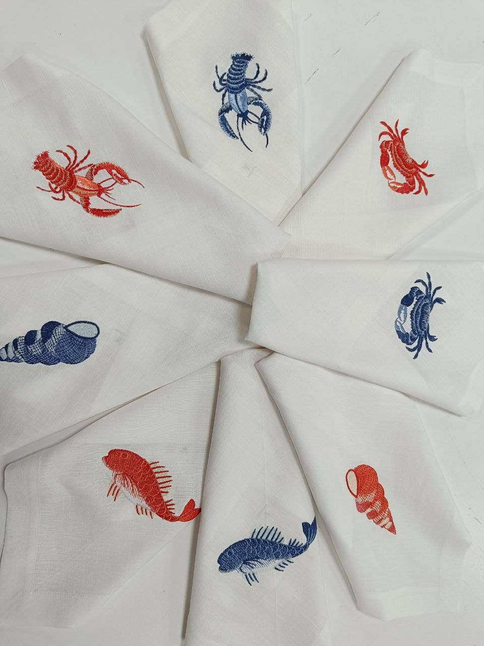 Handmade Originals Ukraine - Wholesale Dinner & Cloth Napkin - Embroidered Napkins Premium Quality 16x16'' - Sea11