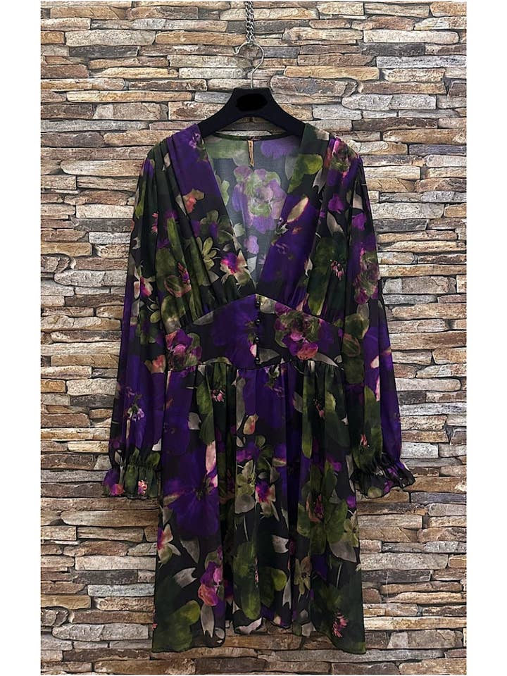 LOOWIE - Wholesale Dress - Women's - ELJUVG Italian Violet Garden Silk Chiffon Mini Dress LOOWIE1