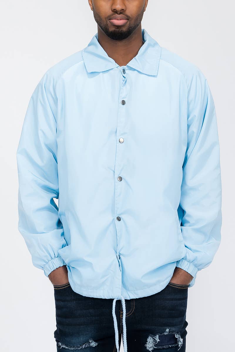 WEIV - Wholesale Jacket - Men's - Solid Coachs Jacket Snap Button Closure9