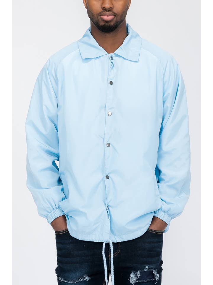 WEIV - Wholesale Jacket - Men's - Solid Coachs Jacket Snap Button Closure9