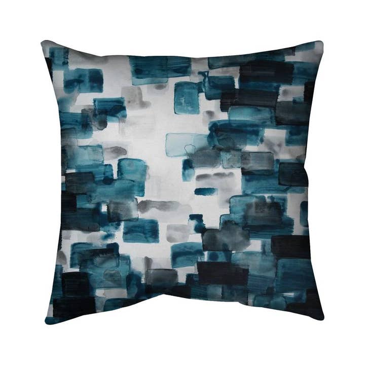 Coussin Bleu - Formes Turquoises & Grises | Décor Contemporain pour la vente par BEGIN HOME DECOR