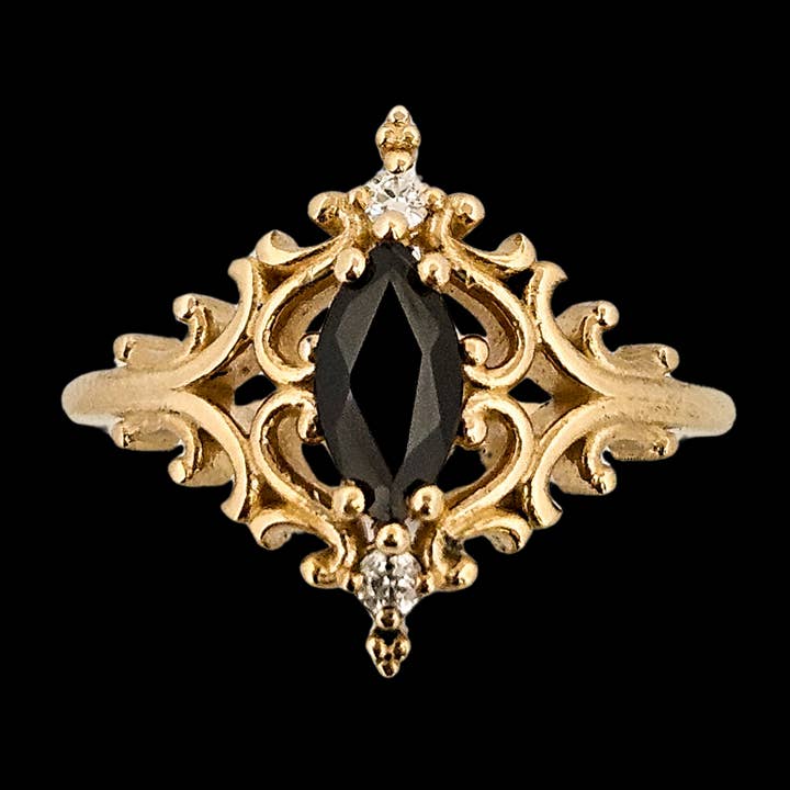 La Marquise Ring - Goud, Zwarte Onyx en Diamanten voor wholesale door Inchoo bijoux inc