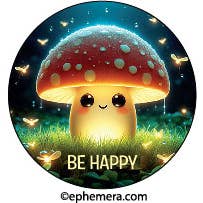 BUTTON: BE HAPPY for wholesale by Ephemera