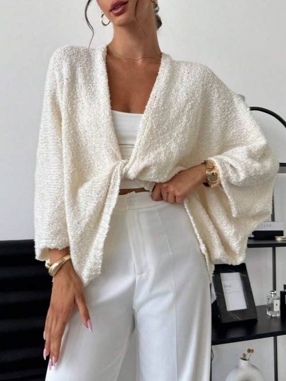 HIDDENBRAND - Wholesale Cardigan - Women's - Cozy V-Neck Crossover Knit Cardigan Top1