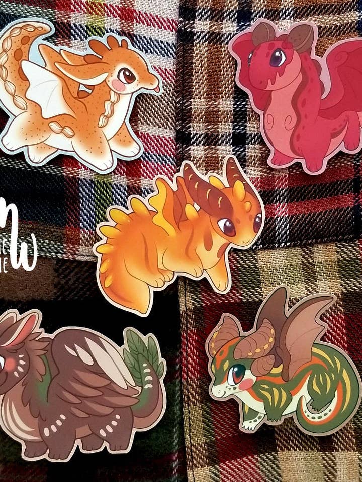 Adesivi del drago autunnale | Set di adesivi drago, adesivi in vinile, regalo del drago per la vendita all'ingrosso da parte di Mollsie Wallsie