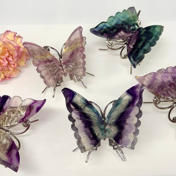 Natural Fluorite Butterfly with stand Crystal Healing Energy for wholesale by KayleeNYC