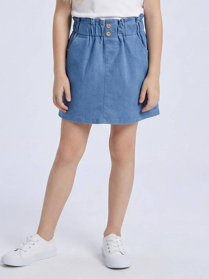 Denim skirt with pockets for girls for wholesale by MINI MIGNON PARIS