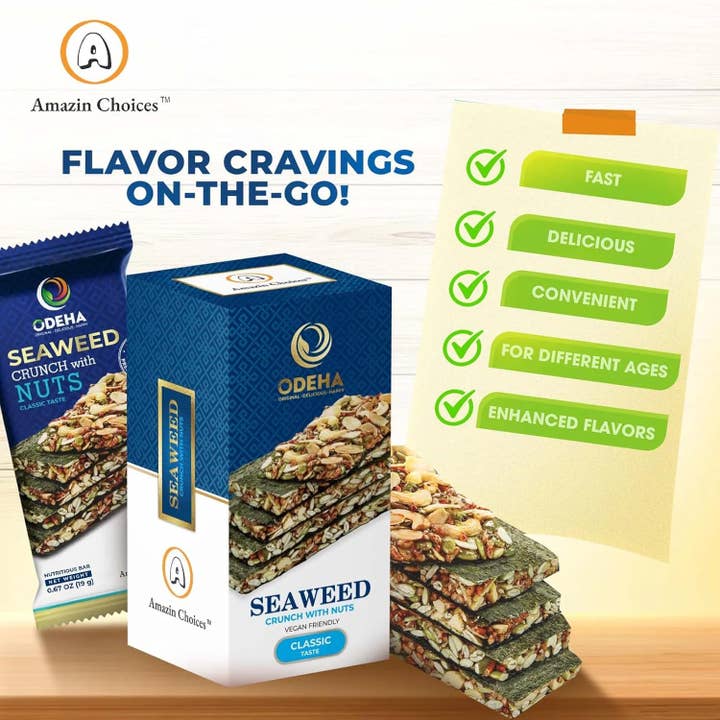 Amazin Choices - Wholesale Snack Bar - Seaweed Crunch With Nuts Classic Taste (6 Bars Per Box)2