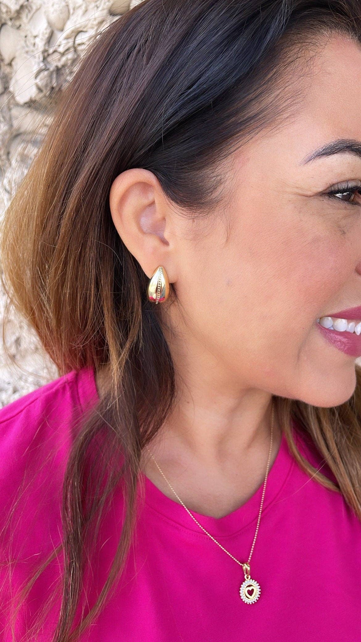 Milie - Venta al por mayor Pendientes colgantes - Pendientes de botón en forma de lágrima de 18k GF: Joyería delicada4