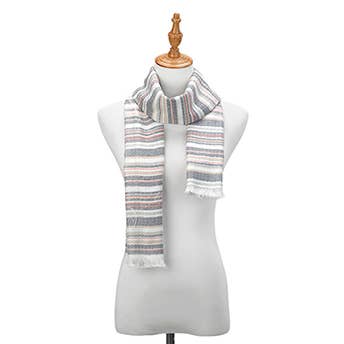 Napco - Wholesale Scarf - Unisex - Scarf, Grey Stripes Item # 836360