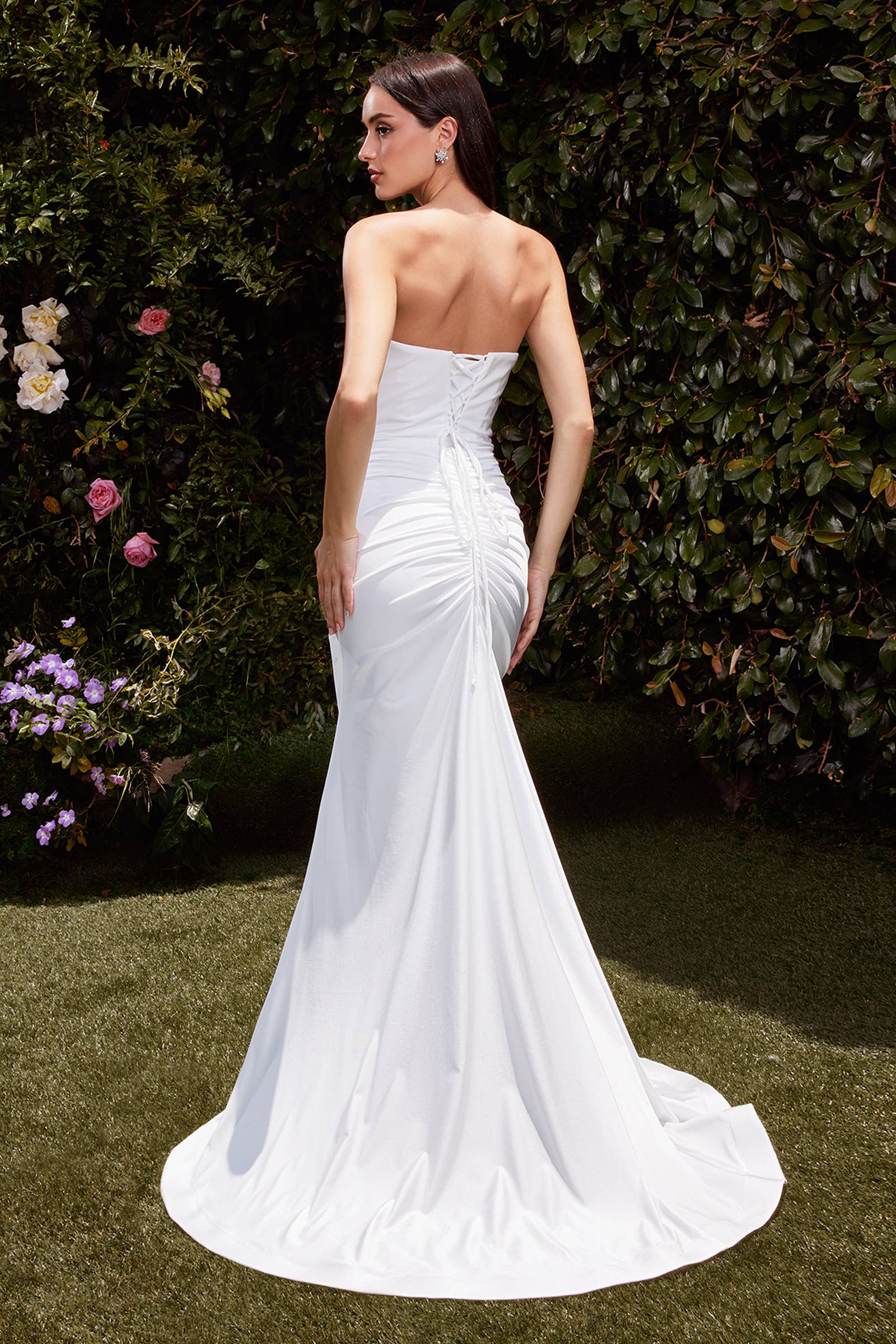 Off White STRAPLESS STRETCH SATIN BRIDAL DRESS
 for wholesale on Faire1