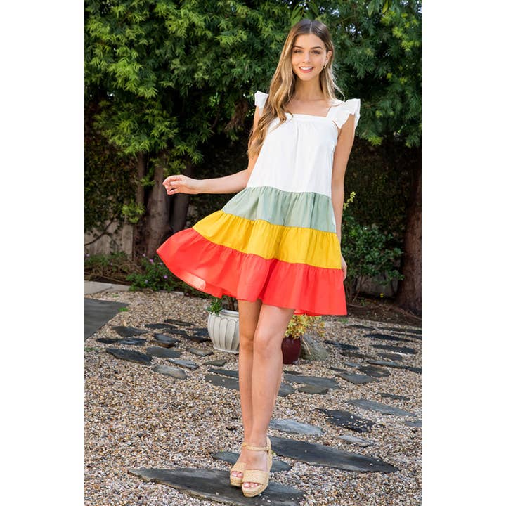 SAGE Poplin Colorblocked Dress for wholesale on Faire