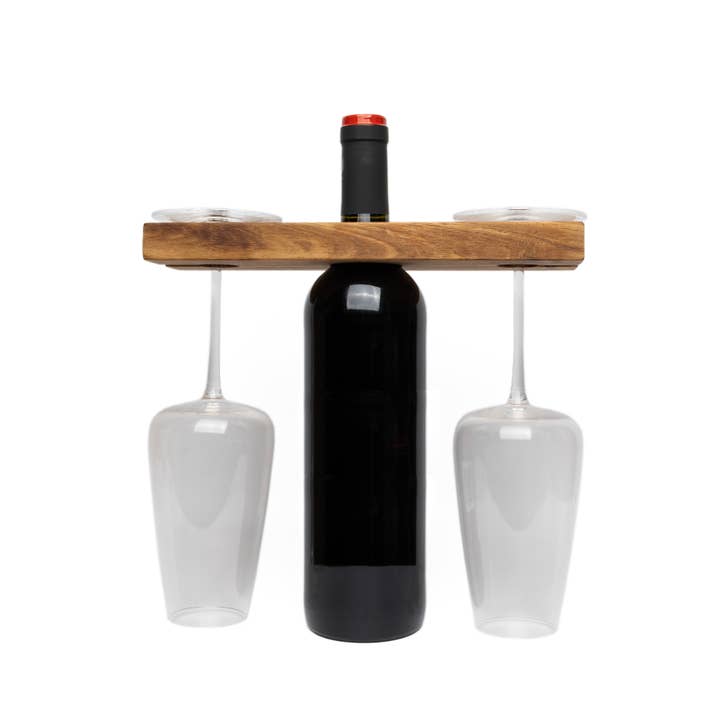 Fox Run Brands – wholesale Wine rack – Ironwood Acacia Wood Wine Glass Holder For Wine Bottles