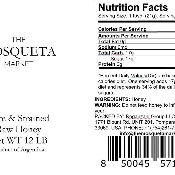 The Mosqueta Market - Wholesale Honey - 12lb Raw Honey - Pure and strained - 1 Gallon Honey3